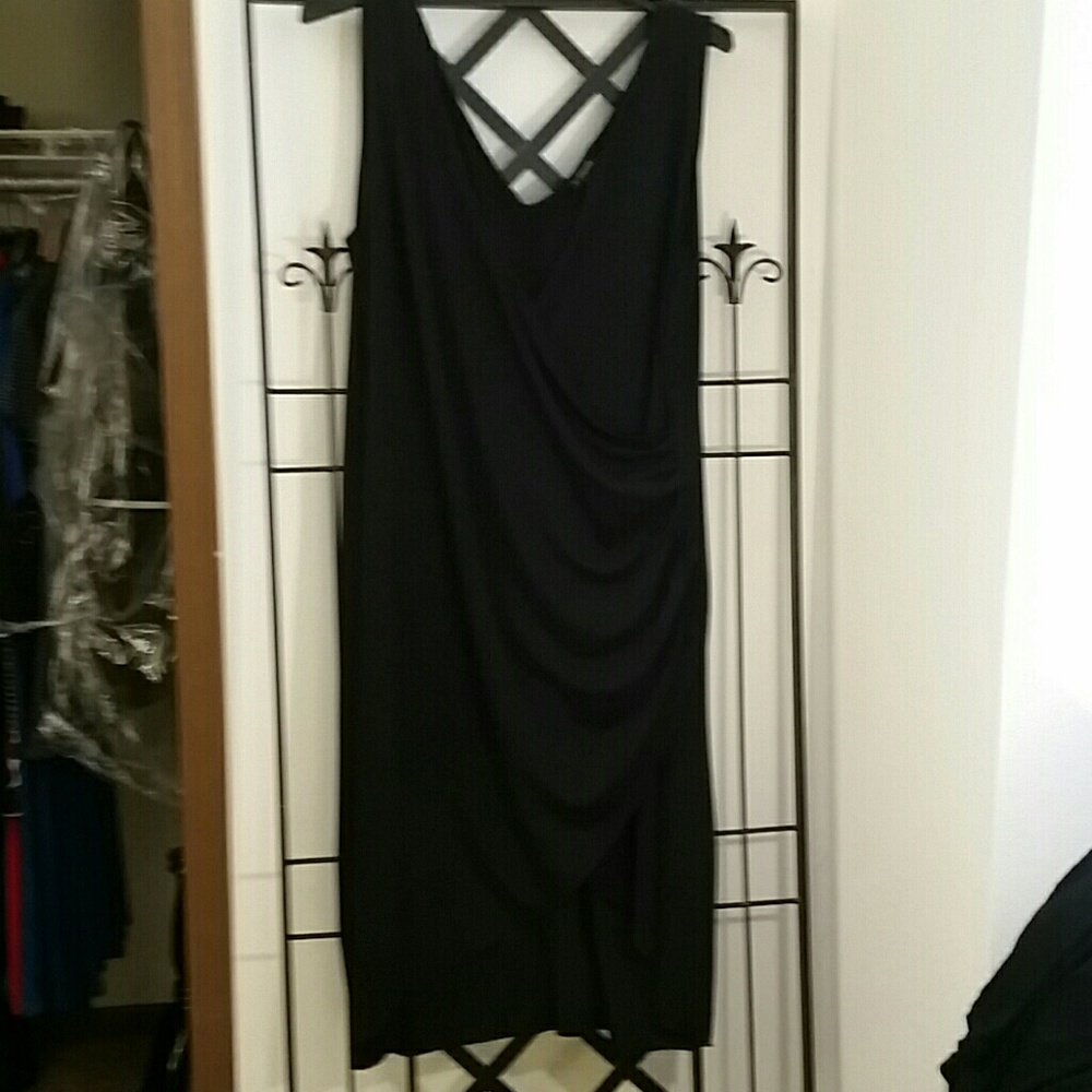 Hourglass  faux wrap black dress